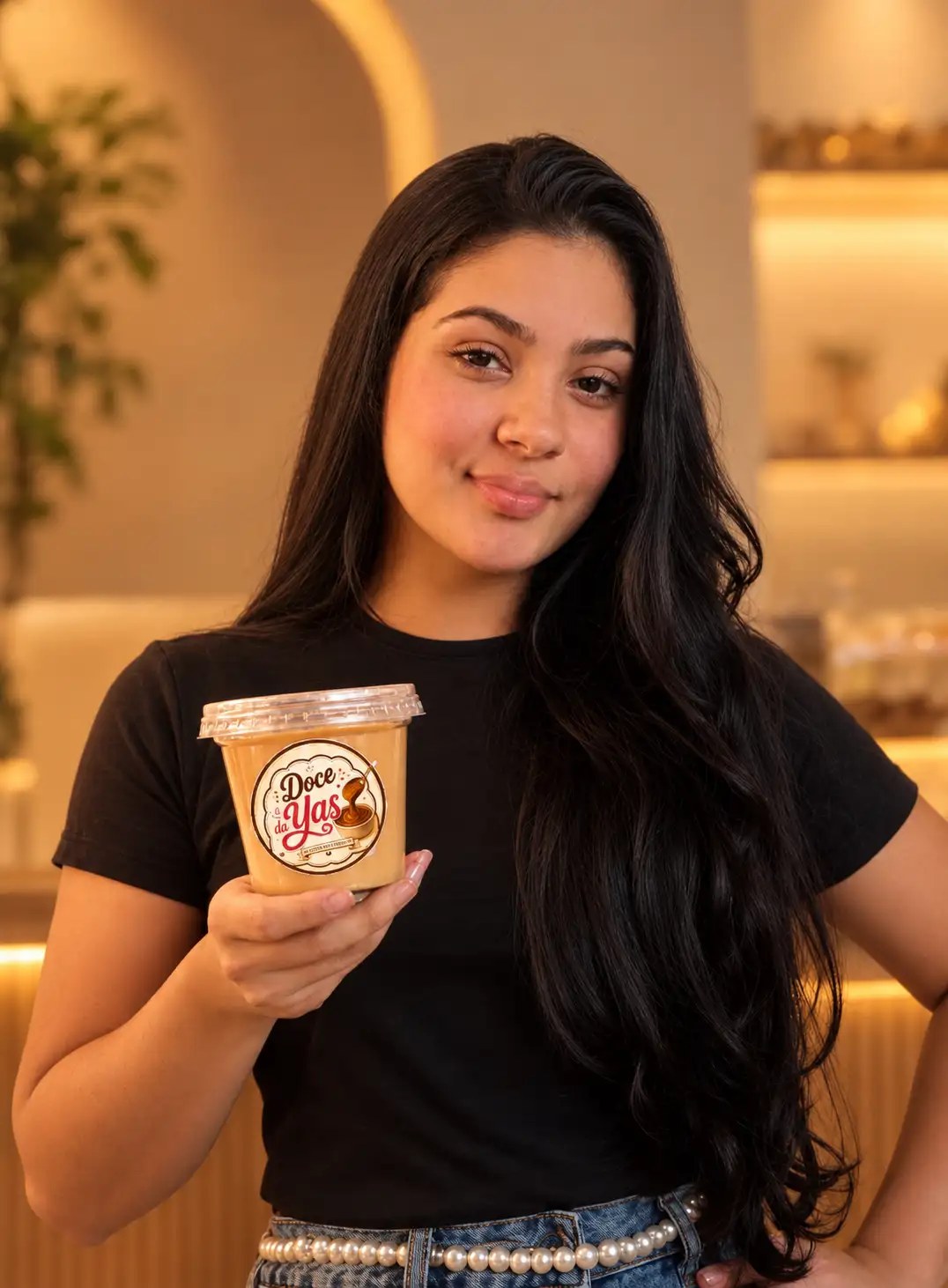 Yasmin com o Doce da Yas